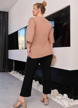 Літній легкий жіночий брючний костюм великого розміру оверсайз брюки і блузка з коротким рукавом софт принт vs3 фото