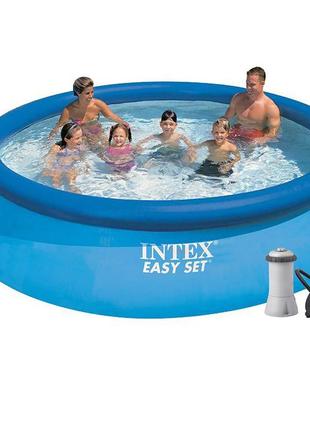 Надувний басейн intex 28132 - 3, 366 х 76 см (2 006 л/год, підстилка, тент, насос)