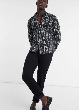 Рубашка hugo ero3-w  abstract print shirt in black