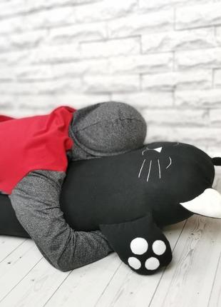 Подушка-обнимашка черный кот. подарок. подушка декоративная4 фото