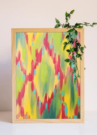 Абстрактная цветная картина в стиле бохо, современная картина в интерьер5 фото
