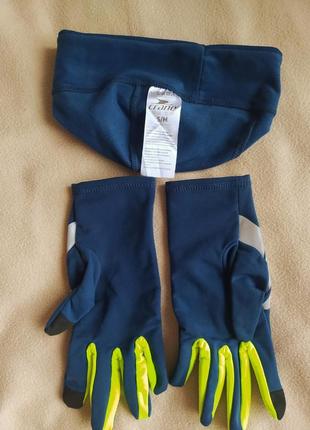 Набор спортивная шапочка и рукавички/перчатки для бега спорта германия2 фото