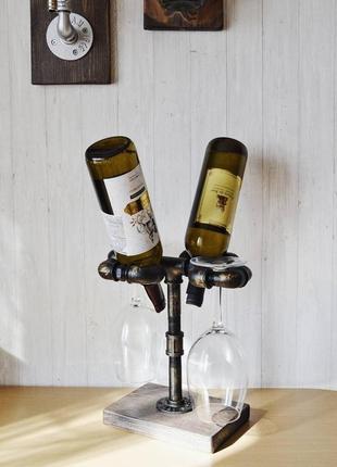 Мини-бар для вина и бокалов на подставке🍾🥂/подставка для бутылок/декор для кухні бару!3 фото
