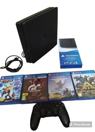 Б/в приставка без упаковки sony playstation 4 1тв black +підставка+ 3 гри
