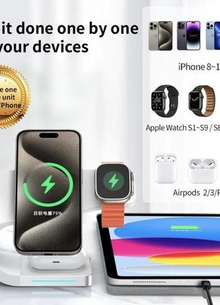 Magnetik беспроводная быстрая зарядка 4в1 для iphone,apple watch,airpods9 фото