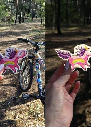 Набір світловідбивних стікерів для велосипеда «кольорові єдинороги»3 фото