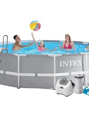 Каркасний басейн intex 26718 - 6, 366 х 122 см (4 г/год, 3785 л/год, тент, підстилка, драбина, набір для