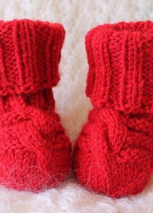 Красные носочки из альпаки1 фото