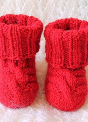 Червоні шкарпетки з альпаки4 фото