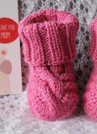 Розовые носочки для малышки baby wool4 фото