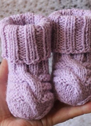Нежные сиреневые носочки baby wool6 фото