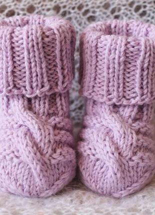Нежные сиреневые носочки baby wool5 фото