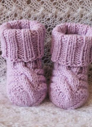 Нежные сиреневые носочки baby wool3 фото