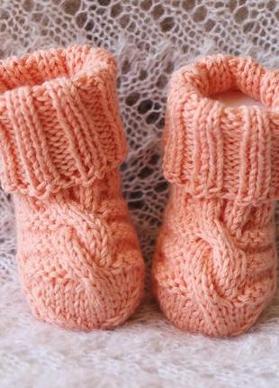 Нежные  персиковые носочки baby wool4 фото