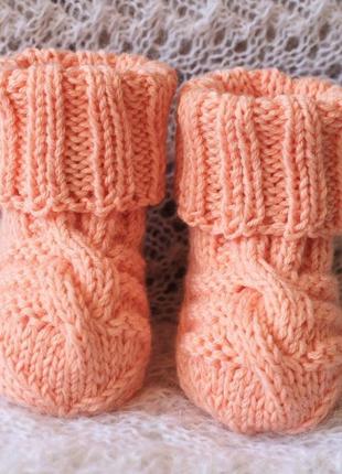 Нежные  персиковые носочки baby wool3 фото