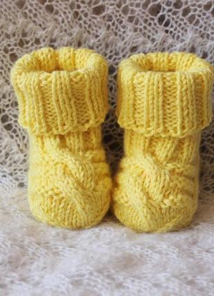 Ніжні жовто-лимонні шкарпетки baby wool2 фото
