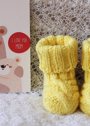 Ніжні жовто-лимонні шкарпетки baby wool3 фото