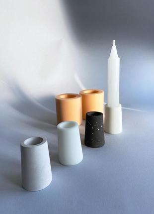 Силіконова форма підсвічника для столових свічок молд для гіпса і бетона2 фото