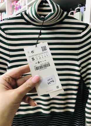 Водолазка гольф в зеленую полоску zara оригинал9 фото