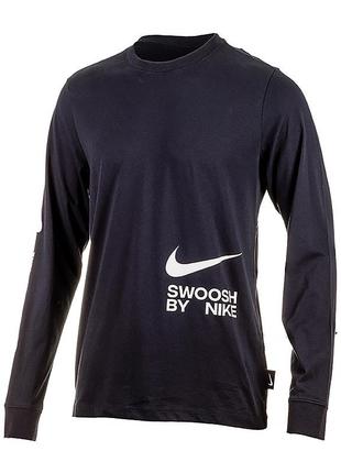 Чоловічий лонгслів nike tee ls big swoosh чорний xl (7dfj1119-010 xl)