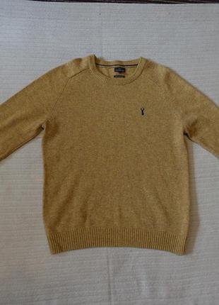Теплый чисто шерстяной пуловер горчичного цвета next signature англия l.