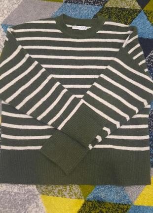 Кофта, светр у смужку оливкового кольору5 фото