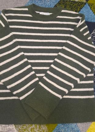 Кофта, светр у смужку оливкового кольору6 фото