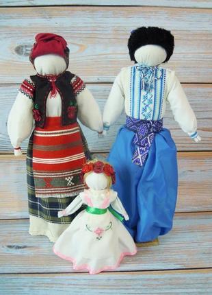 Кукла мотанка, украинская семья в вышиванках, украинская семья, отец, мать и ребенок7 фото