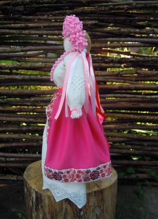 Кукла мотанка, девушка с длинной косой в веночке, розовая кукла, интерьерная кукла4 фото