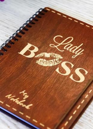 Блокнот с деревянной обложкой а 5 190 х 145 мм lady boss3 фото