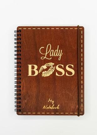 Блокнот з дерев'яною обкладинкою а 5 190 х 145 мм lady boss1 фото