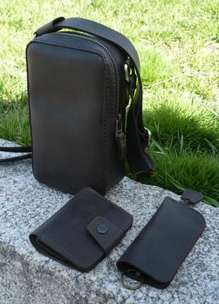Комплект: мини сумка, мини кошелек и ключница