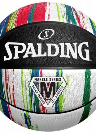 Мяч баскетбольный spalding marble ball черный, белый, красный уни 7 84404z