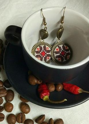 Вишиті сережки "кава з перцем"6 фото