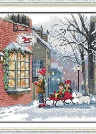 Набор для вышивания по нанесённой на канву схеме "christmas wishes". aida 14ct printed, 50*37 см
