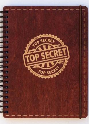 Блокнот з дерев'яною обкладинкою top secret а 5 190 х 145 мм1 фото