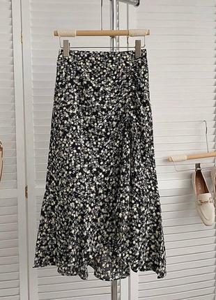 Летняя, шифоновая юбка в нежной цветочной расцветке с завязками☀️🌷,юбка3 фото
