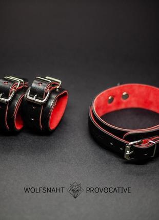 Комплект: ошейник и наручники на замшевой подкладке2 фото