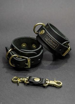 Комплект ошейник + наручники gold3 фото