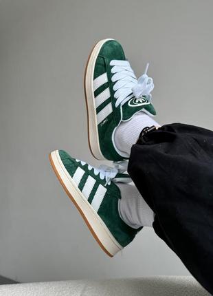 Кроссовки женские adidas campus 00s green/white adi-04133 фото