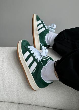 Кросівки жіночі adidas campus 00s green/white adi-04139 фото