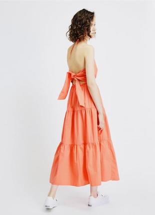 Платье сарафан коралловое с открытой спиной