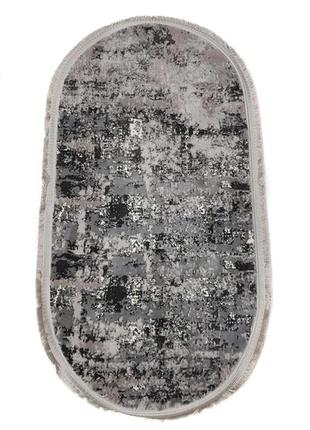 Килим овальний 1.5x2.3м  alaska з комбінованим ворсом і термоусадкою gray 03935a7 фото