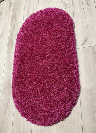 Килим із довгим ворсом 0,7x1,4 м super lux shaggy. pink 6365a овальний2 фото