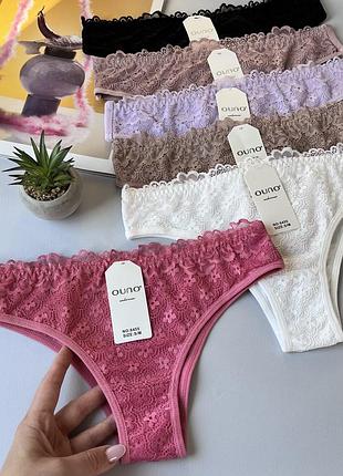 Коттонові трусики бразиліани з красивим мереживом попереду🥰