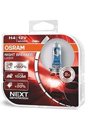 Галогеновые лампы osram h4 + 150% night breaker laser