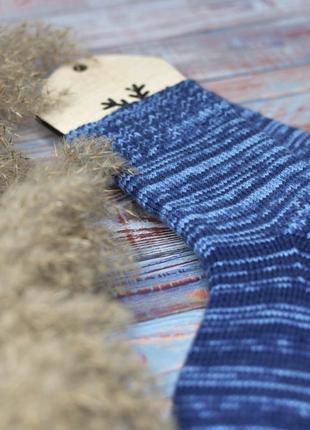 Шкарпетки вовняні ручної роботи в'язані "класичний синій"6 фото
