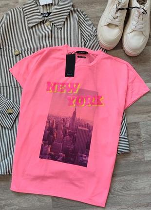 Кислотна футболка reserved з принтом  new york розмір l оригінал нова1 фото