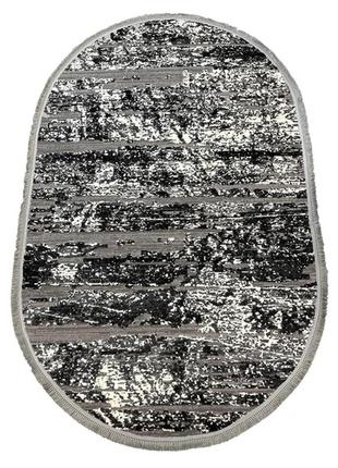 Килим овальний 1.2x1.8м  alaska з комбінованим ворсом і термоусадкою gray 03648a