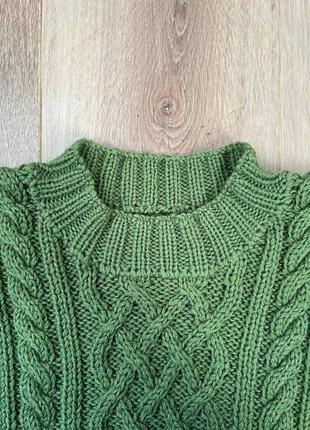 Мужской свитер (косы), зеленый3 фото